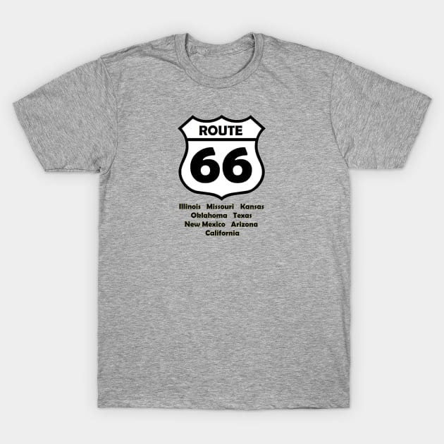 Route 66 with States T-Shirt by jmtaylor